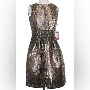 Vince Camuto jacquard foil dress NWT